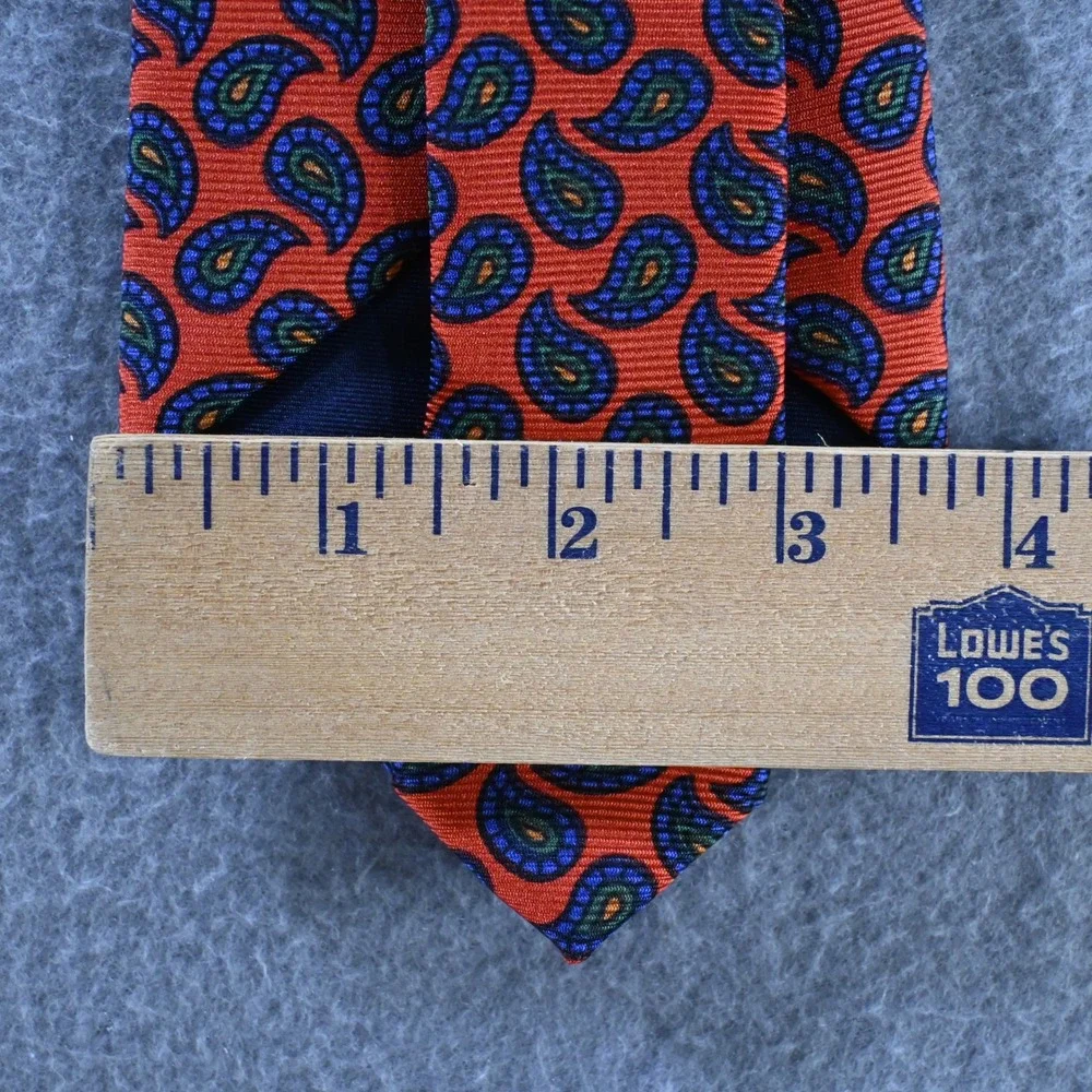 Polo Ralph Lauren Mens Vintage Paisley Silk Tie One Size Orange Blue Italy‎